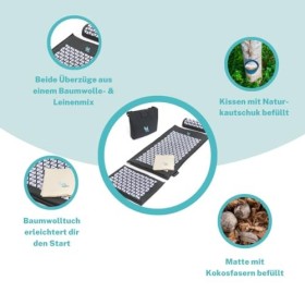MARTneck® Tapis dacupression en fibre de coco Anthracite XXL – Pointes triangulaires pour un flux dénergie idéal vers le 