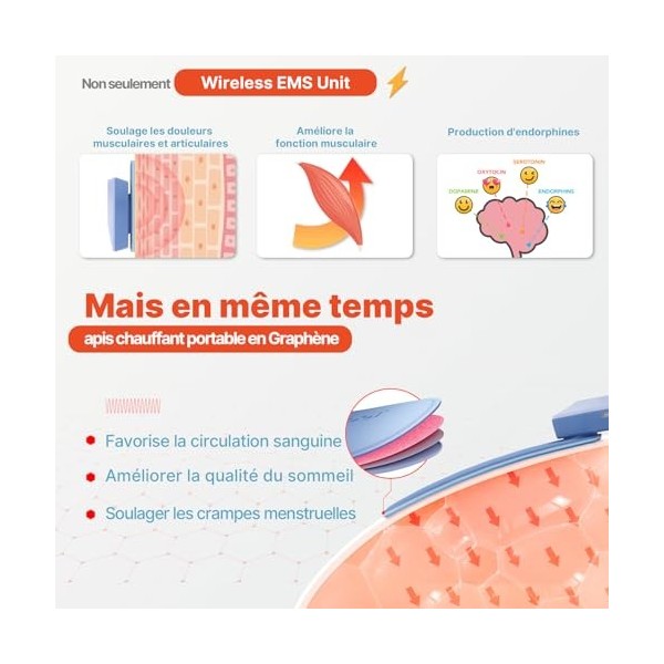 MOES Wireless TENS Appareil avec 15 Niveaux dintensité TENS Rechargeable Stimulating Current Appareil Portable TENS pour Sou