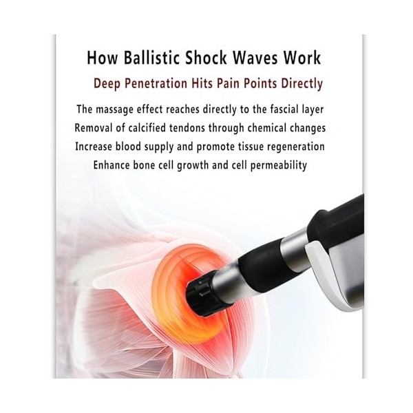Machine pneumatique thérapie par ondes choc,dispositif ED Shockwave avec 1 poignée et 6sondes, intensité réglable 1-4bars et 