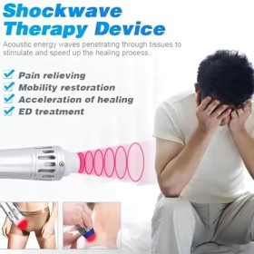 Instrument Thérapie Ed, Machine Physiothérapie par Ondes Choc avec 1 Poignée Et 6 Sondes, Énergie Réglable 0,5-8bars Et Fréqu