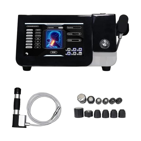 Machine pneumatique de thérapie par ondes de choc, instrument de physiothérapie extracorporelle avec 6 têtes de massage, mass