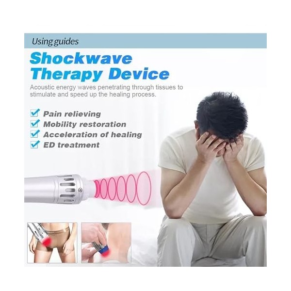 LBMED Machine À Ondes Choc Ed,Machine Thérapieparondeschocpneumatique avec 2500 Temps Prédéfinis,énergie Réglable 10 À 50mj E