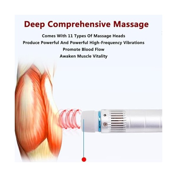 XNYXLPP Machine de thérapie par Ondes de Choc, Appareil de thérapie par Ondes de Choc Ed avec poignée daffichage LCD et 8 so