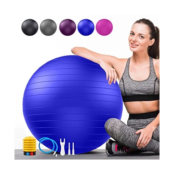 Ballon de Grossesse Souple, Swiss Ball Anti - Déflagrante Supporte 2200 LBS, Stabilité Ballon avec Pompe pour Pilates Gym Fit
