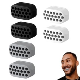 Lot de 6 entraîneurs de mâchoire en silicone pour renforcer et réguler les muscles du visage, hommes et femmes noir, blanc, 