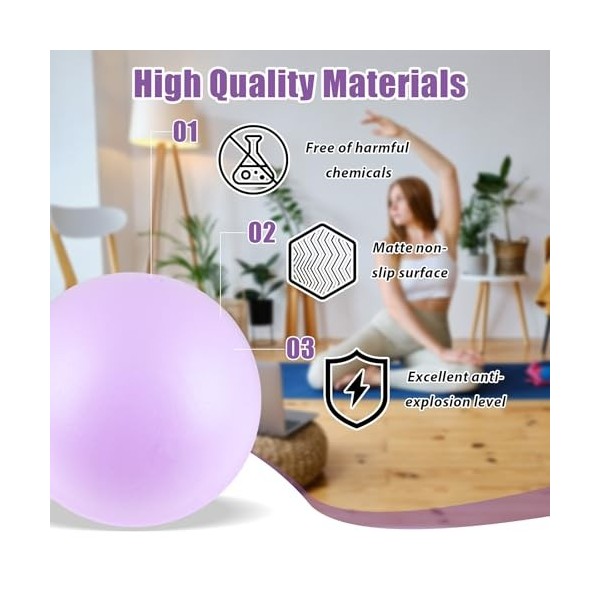 JIEYAO Ballon de gymnastique, petit ballon de Pilates, 25 cm, antidérapant, pour fitness, yoga, pilates, exercice, gonflable