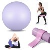 MEETOZ Balle de pilates de 25 cm avec sangle élastique, parfaite pour le yoga, la physiothérapie, lentraînement, la force, l