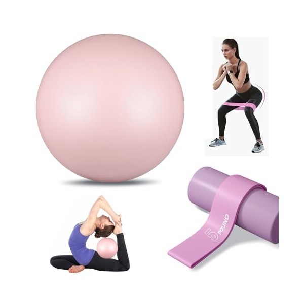 MEETOZ Balle de pilates de 25 cm avec sangle élastique, parfaite pour le yoga, la physiothérapie, lentraînement, la force, l