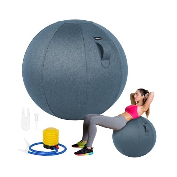 Leogreen Siège Ballon en Taille 65CM Ballon Ergonomique pour Bureau Yoga Chaise Ballon de Grossesse Chaise Ballon avec Housse
