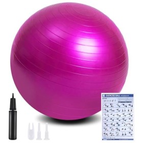 flintronic Ballon Fitness, Ballon Yoga Anti-Explosive Ultra-épaisse avec Pompe Pied Gonflable,Balle de Fitness pour Sport, Yo