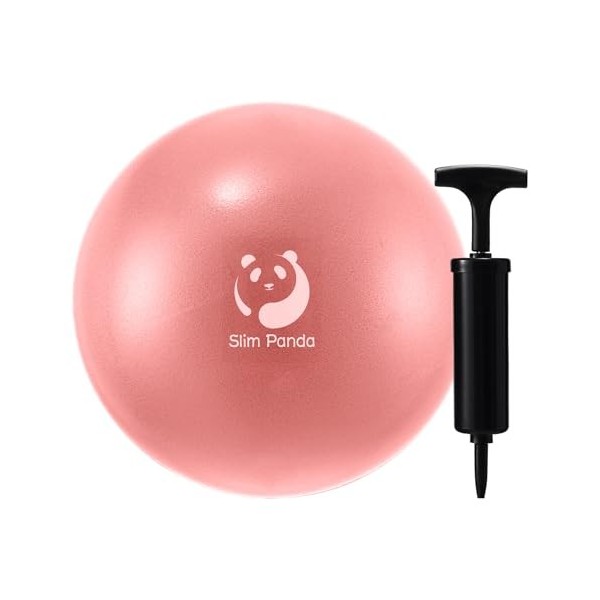 Slim Panda Petit ballon de gymnastique, 23 à 25 cm, pour pilates, avec pompe, ballon de yoga doux, gonflable, pour la thérapi