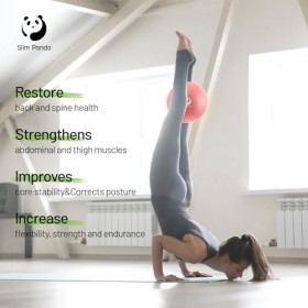 Slim Panda Petit ballon de gymnastique, 23 à 25 cm, pour pilates, avec pompe, ballon de yoga doux, gonflable, pour la thérapi