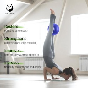 Slim Panda Petit ballon de gymnastique, 23 à 25 cm, pour pilates, avec pompe, ballon de yoga doux, gonflable, pour la thérapi
