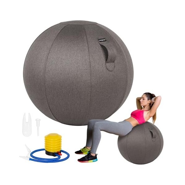 Leogreen Siège Ballon Ergonomique pour Bureau Yoga Chaise Ballon en Taille 65CM Ballon de Grossesse Chaise Ballon avec Housse
