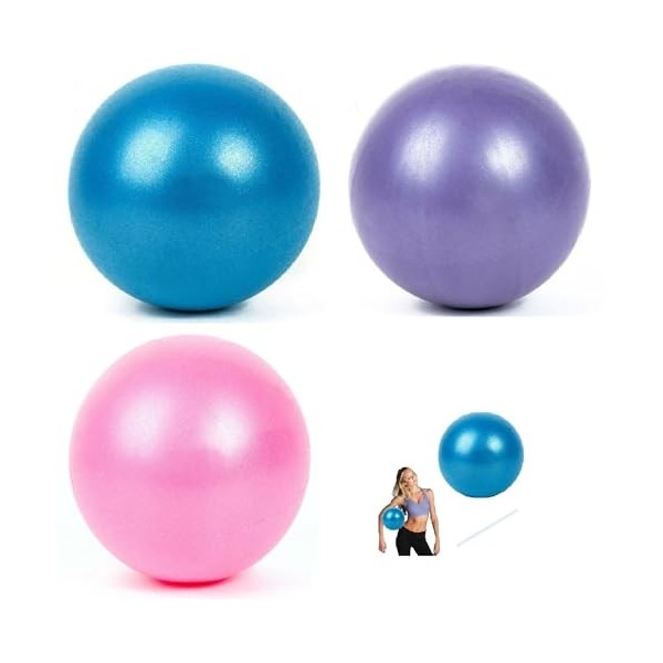 Lot de 3 petites balles de Pilates - 25 cm - Pour fitness, pilates, ergonomie et bureau - Pour enfants, yoga, pilates, équili