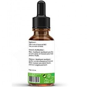 HUILE D’AVOCAT 100% BIO NATUROLEUM, Pressée à Froid, Pure et Naturelle - Extra Vierge - Soin nourrissant pour Cheveux Barbe e