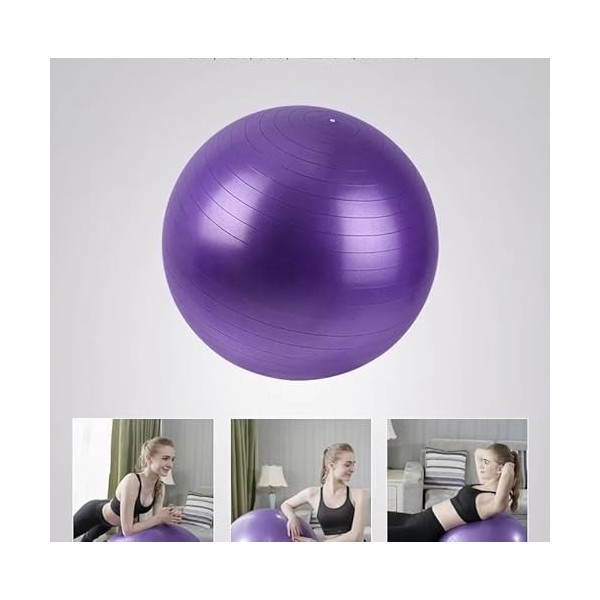 SJMR Swiss Gym Ballon de fitness 65 cm pour yoga, pilates et grossesse, ballon de stabilité anti-éclatement avec pompe rapide