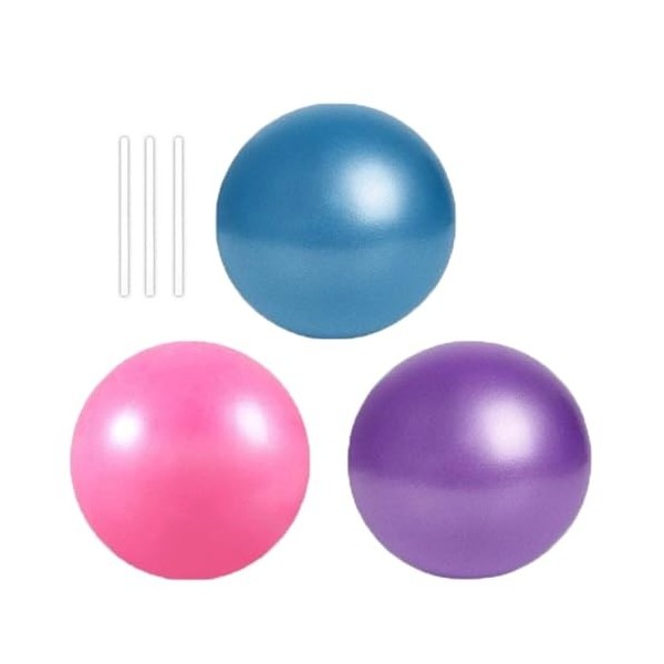 Esforzarse Lot de 3 petites boules de gymnastique, 25 cm, boule de Pilates Yoga Ball, Mini Fitness Ball pour exercices abdomi