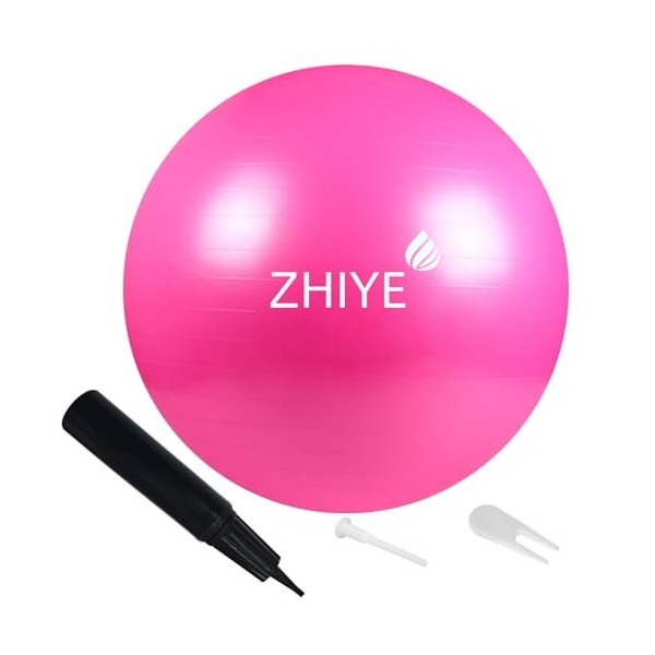 ZHIYE Balle de Pilates Rose 75 cm Yoga Exercice Ball Core Fitness Bender, Yoga, Stabilité, Barre, Entraînement Physique Théra