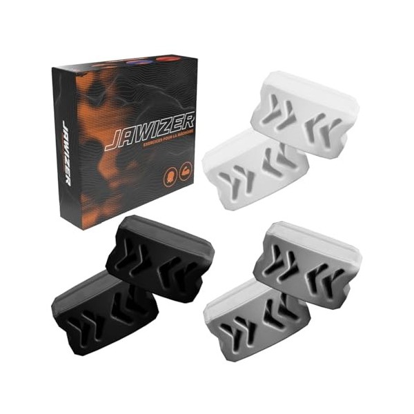JAWIZER® | Gomme Musculation Machoire | 6 Gommes pour Muscler et Sculpter Visage & Muscles Faciaux | Boules Exercice 3 Niveau