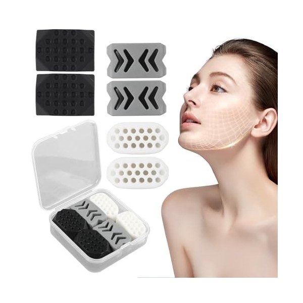 JRJRN 6 Pièces Exerciseur de La Mâchoire, Machoire Silicone Jawliner, Silicone Jawliner Shaper de la mâchoire, Tonificateur d