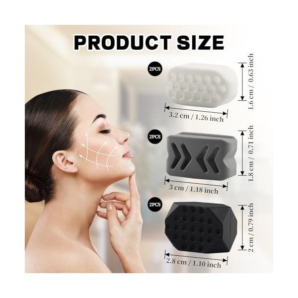 JRJRN 6 Pièces Exerciseur de La Mâchoire, Machoire Silicone Jawliner, Silicone Jawliner Shaper de la mâchoire, Tonificateur d