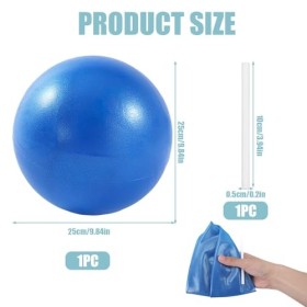 Pilates Ballon de Gymnastique 25cm Anti-Slip Anti-éclatement Yoga Ball avec Paille de Gonflage Fitness Balles Équilibre Sport