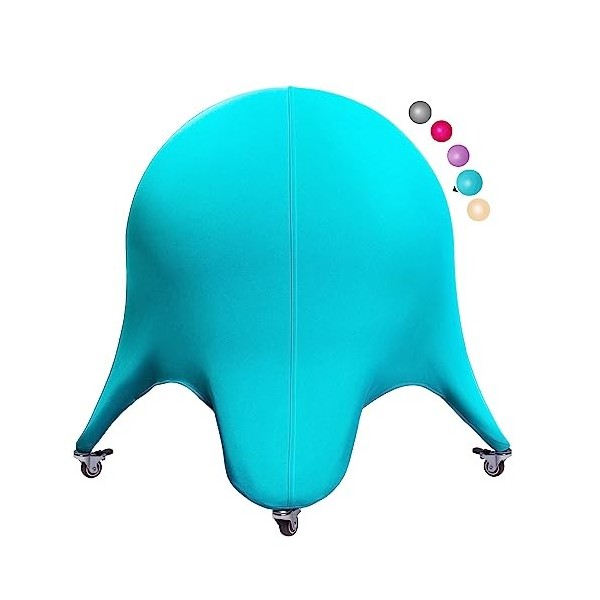 ENOVI Ballon dassise avec housse et roulettes pour meubles, ballon de bureau, chaise de bureau ergonomique bleu arctique, h