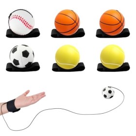 6 Pièces Balle avec Elastique Poignet, Balles Rebondissantes pour Poignet, Balles de Bande de Poignet, Balles Rebondissantes 