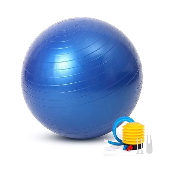 REY Ballon dexercice, Assis... 55 cm pour Gymnastique, Pilates, Yoga, Grossesse - Femme Enceinte, Fitness, Sport... Bleu, Co
