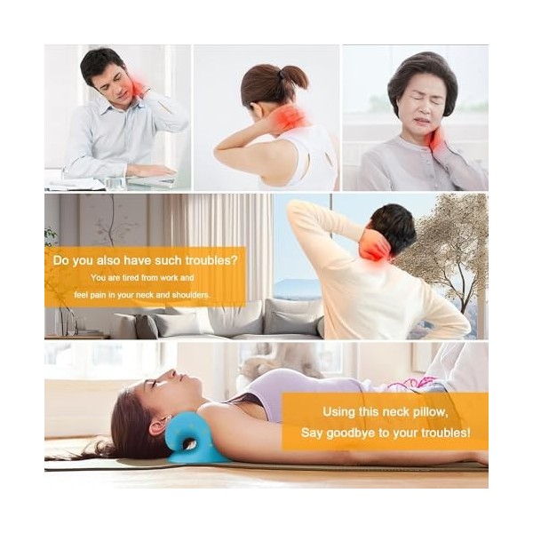 Wohnson EU Étireur de cou, oreiller correcteur de traction pour lalignement des douleurs de la colonne vertébrale et du cou,