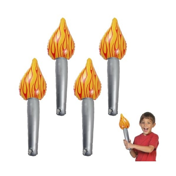 Flamme Torche, 4 Pièces Torche Gonflable Flamme, Jeux Decoration 2024, La Torche De Simulation Se Gonfle pour Les Compétition
