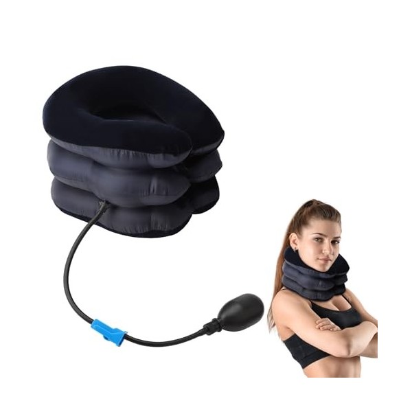VOSSOT Dispositif de Traction Cervicale, Coussin de Nuque Gonflable Réglable, Collier Cervical Gonflable Douleur Cou pour éti