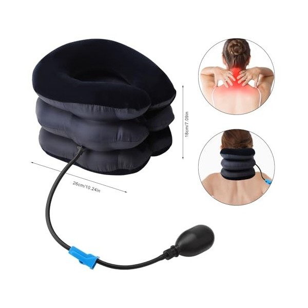 VOSSOT Dispositif de Traction Cervicale, Coussin de Nuque Gonflable Réglable, Collier Cervical Gonflable Douleur Cou pour éti