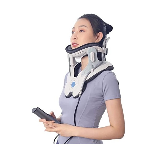 Traction Cervicale, Appareil de Traction Cervicale, avec 3 Puissances de Traction et 8 Supports DAirbag,Soutien Cervical Qui