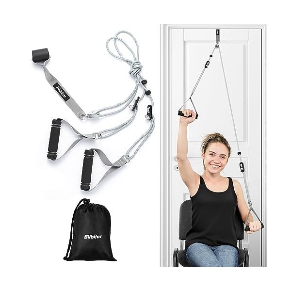 Bilbear Poulie dépaule pour la thérapie physique à la maison, système de poulie réglable au-dessus de la porte pour la réédu