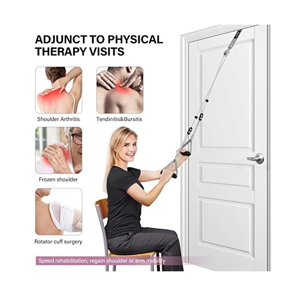 Bilbear Poulie dépaule pour la thérapie physique à la maison, système de poulie réglable au-dessus de la porte pour la réédu