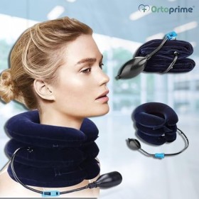 OrtoPrime Dispositif de Traction Cervicale SOULAGE LA TENSION DU COU - Collier Cervical Gonflable Douleur Cou - Coussin Cervi