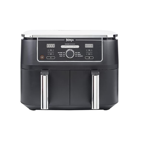 Ninja Foodi Dual Zone Air Fryer numérique, 2 tiroirs, 7,6L, 4-en-1, sans huile, Friture à air, Max Crisp, Rôtissage, Réchauff...