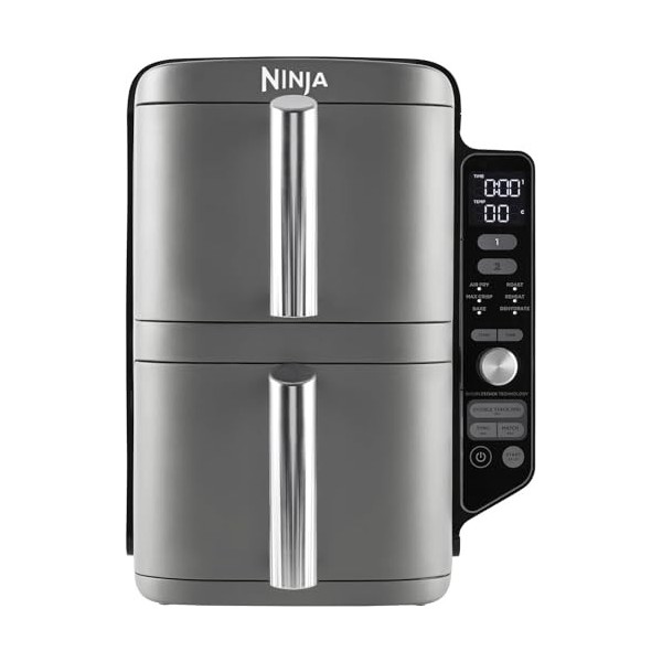 Ninja Foodi Dual Zone Air Fryer numérique, 2 tiroirs, 7,6L, 4-en-1, sans huile, Friture à air, Max Crisp, Rôtissage, Réchauff