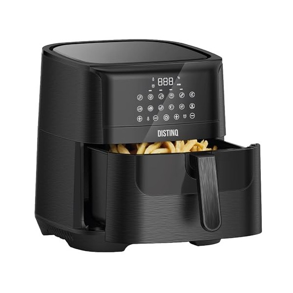 DistinQ Friteuse à air chaud XXL AirFryer - 1800 W - Capacité 6,5 l - Noir