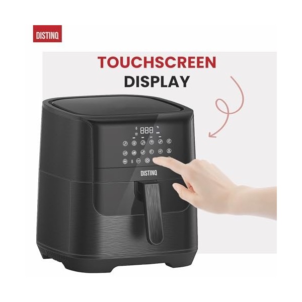 DistinQ Friteuse à air chaud XXL AirFryer - 1800 W - Capacité 6,5 l - Noir