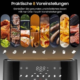 Iceagle Air Fryer 9L - 1800W Friteuse Sans Huile XXL | Friteuse à Air avec Fenêtre, 8 Programmes, Écran LED Convivial pour un