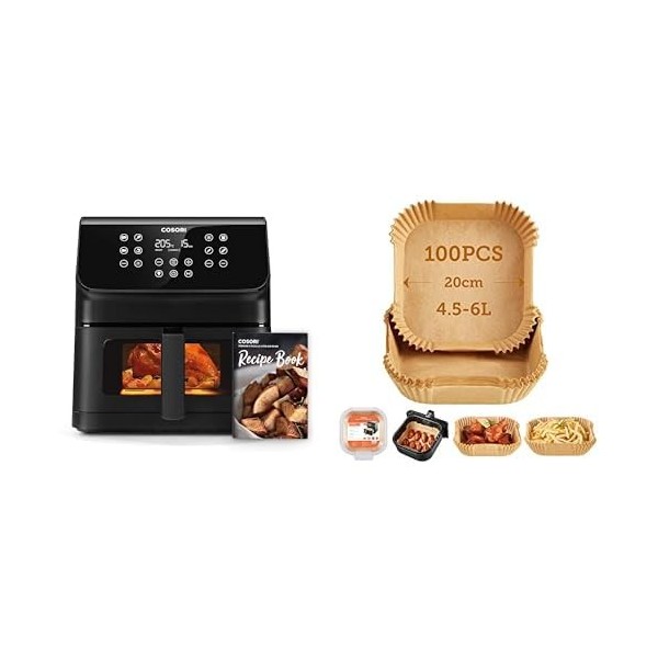 COSORI Air Fryer 6.2L,Avec Fenêtre Visible,12-en-1,Technologie RapidAir,Friteuse Sans Huile, Jusquà 55% dÉnergie en Moins,F