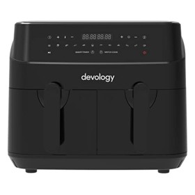 Devology Double friteuse à air comprimé – 9 L – 2 zones de cuisson indépendantes de 4,5 L – Livret de recettes gratuit – 12 p