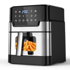 Friteuse sans Huile 6L, Air Fryer XXL avec Cavité en Métal, Friteuse à Air Chaud Airfryer avec Fenêtre Visible, 10 Fonctions,