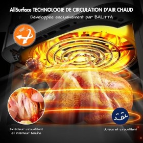 Friteuse sans Huile 6L, Air Fryer XXL avec Cavité en Métal, Friteuse à Air Chaud Airfryer avec Fenêtre Visible, 10 Fonctions,