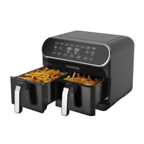 KASANOVA friteuse à air double panier 1700 W noire, friteuse à air double, friteuse à air double tiroir