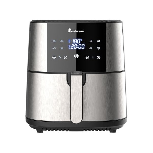 MasterPRO ROCKET 600 - Friteuse à air chaud 6L SANS PFAS 1800W 6L avec revêtement céramique CERATECH - Ecran tactile LED - Th