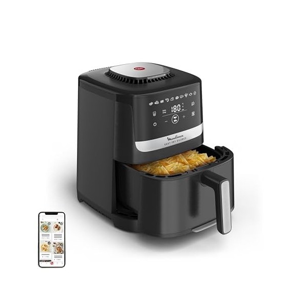 Moulinex Easy Fry Silence, Friteuse à air, 5L, 1,5kg, Technologie Silent, Système Easy Clean & Store, 10programmes, Noir, EZ5